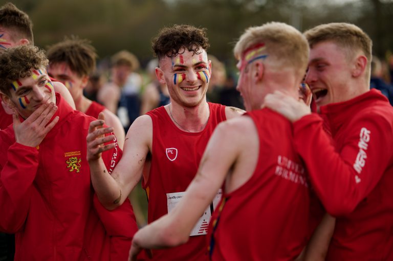 Runners shaking hands after race