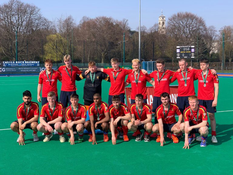 University of Birmingham men's hockey team photo with their silver medals