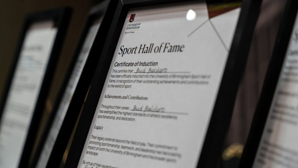 Bud Baldaro's certificate for the Sport Hall of Fame.