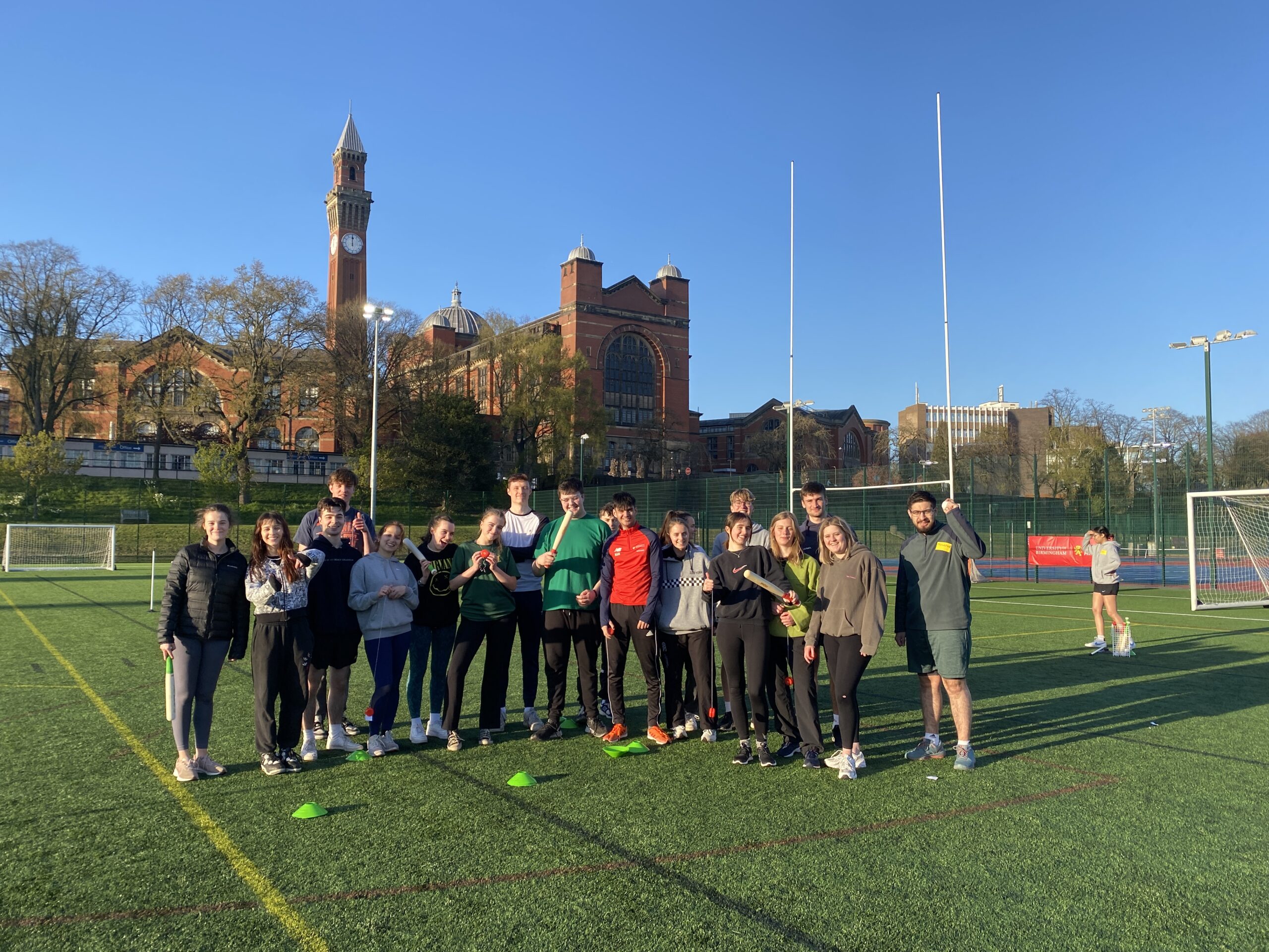 A group of students ready to play rounders on Bournbrook 3G.