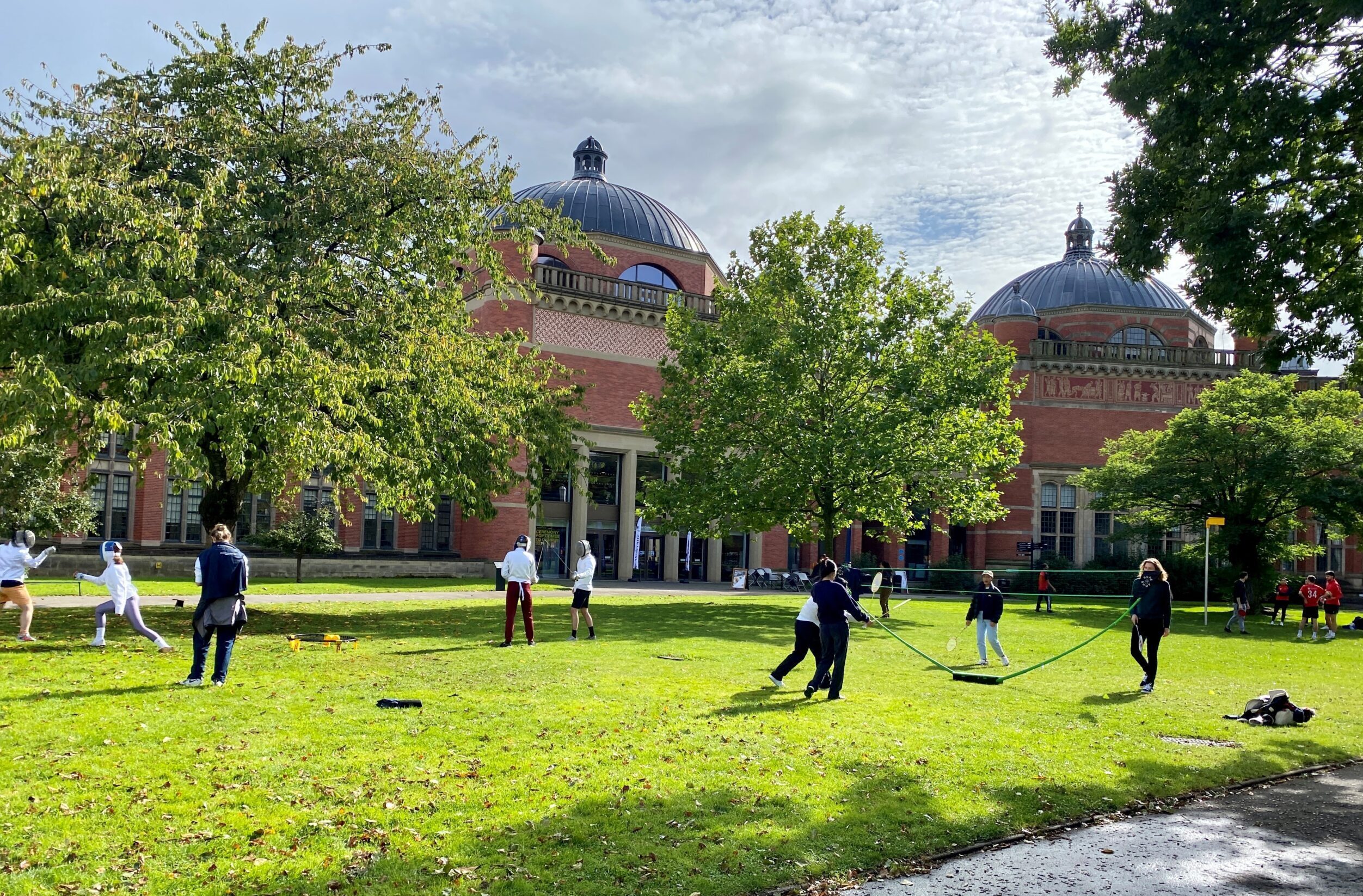 Students playing garden games at the Green Heart