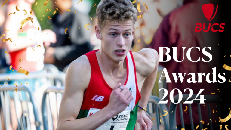 Will Barnicoat close up with text 'BUCS Awards 2024'