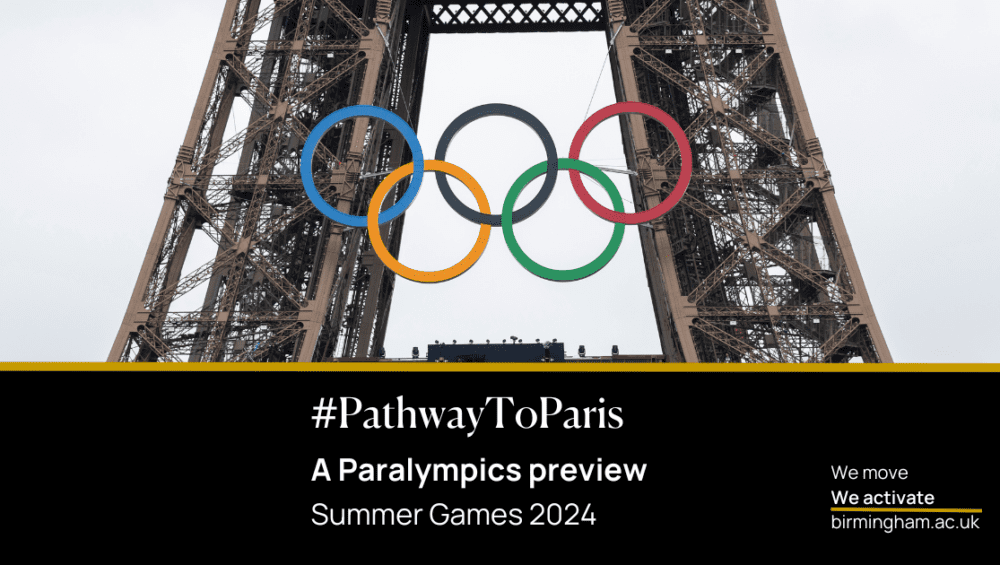 Eiffel Tower with Olympic rings for Paris 2024