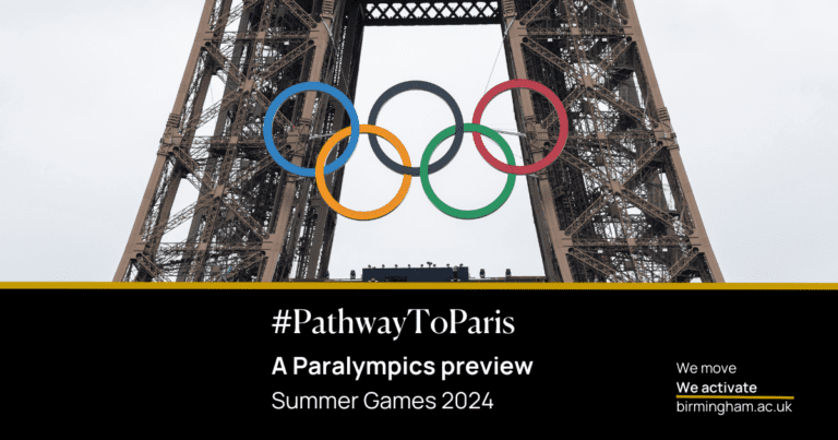 Eiffel Tower with Olympic rings for Paris 2024