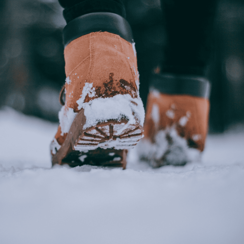 Boots with snow on them