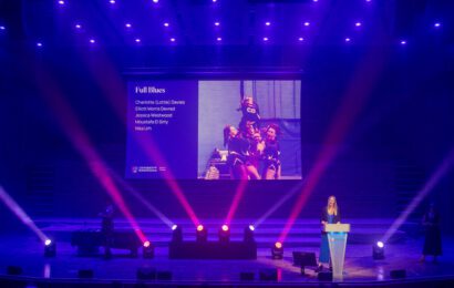 A wide shot of Full Blues at Sports Awards 2025 with a presenter