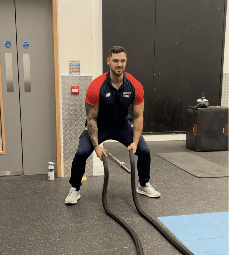 Adam on the battle ropes